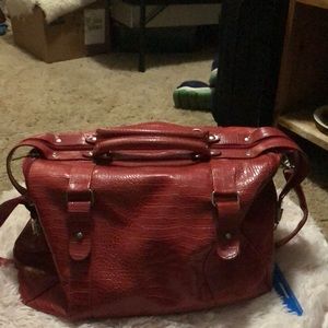 A red Duffel bag